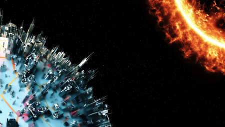 Cyber planet. Cosmos technology.