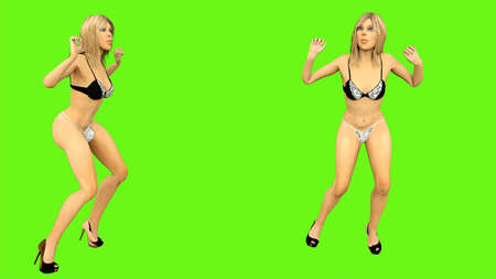 girl dances on green screen.の写真素材