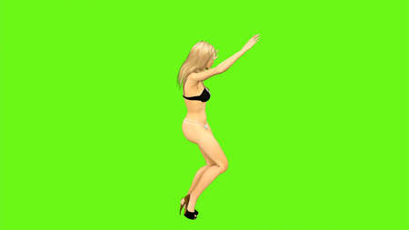 girl dances on green screen.の写真素材