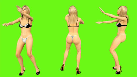 girl dances on green screen.の写真素材