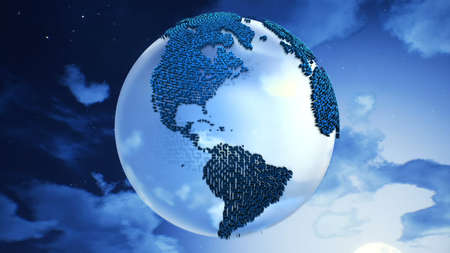 Planet Earth on the clouds background.の写真素材