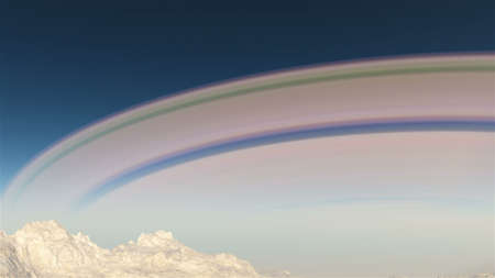 Alien planet sunset spaceの写真素材