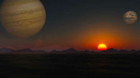 Sunset on an alien planet.の写真素材