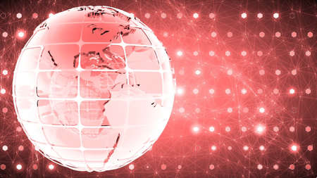 background of binary code with the rotation of the glass of the globe.の写真素材