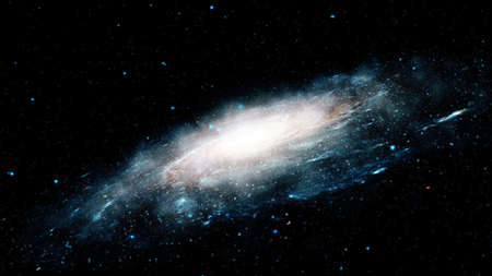 Flight near a rotating spiral galaxy.の写真素材