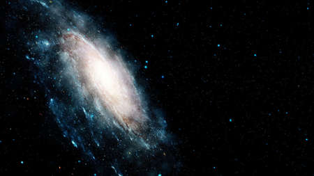 Flight near a rotating spiral galaxy.の写真素材