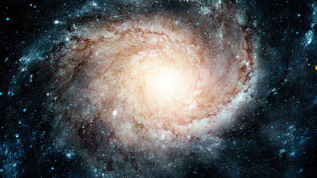 Flight near a rotating spiral galaxy.