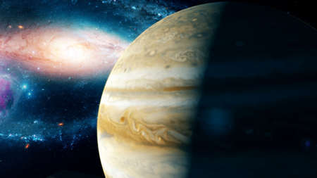 Realistic beautiful planet Jupiter from deep spaceの写真素材