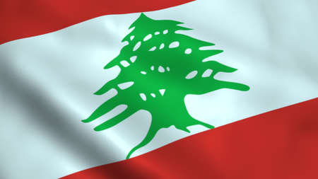 Realistic Lebanon flagの写真素材