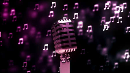 Background with nice abstract retro microphoneの写真素材