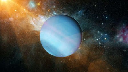 Realistic beautiful planet Neptune from deep spaceの写真素材