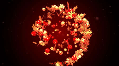 christmas and new year romantic background with flying xmas ballsの写真素材