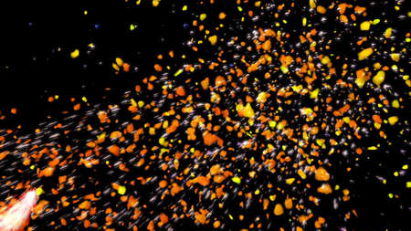 glowing colored particles and lightsの写真素材