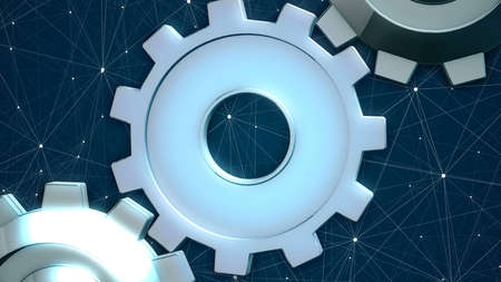 graphics with the rotating gears 3D renderingの写真素材
