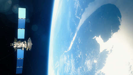 Beautiful realistic satellite in low Earth orbit.