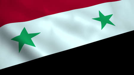 Realistic Syrian flag waving in the wind.の写真素材