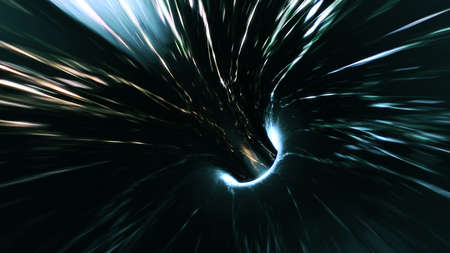 Abstract background with flight in sci-fi tunnel with fantastic lights.の写真素材