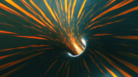 background with flight in sci-fi tunnel with fantastic lights. 3D renderingの写真素材