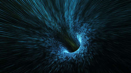 background with flight in sci-fi tunnel with fantastic lights. 3D renderingの写真素材