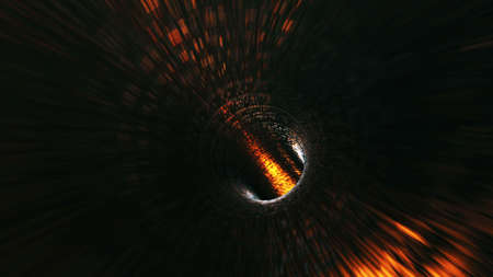 background with flight in sci-fi tunnel with fantastic lights. 3D renderingの写真素材