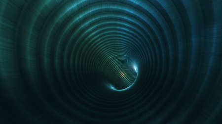 background with flight in sci-fi tunnel with fantastic lights. 3D renderingの写真素材
