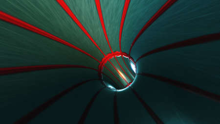 background with flight in sci-fi tunnel with fantastic lights. 3D renderingの写真素材