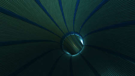 background with flight in sci-fi tunnel with fantastic lights. 3D renderingの写真素材