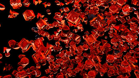 Ice abstract geometric figures flying in slow motion. 3D renderingの写真素材