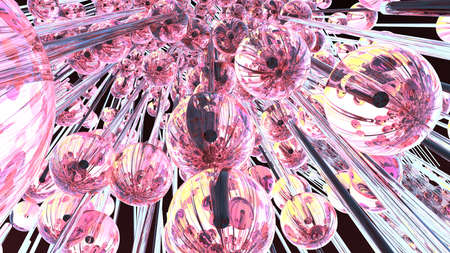 Ice abstract spheres flying in slow motionの写真素材