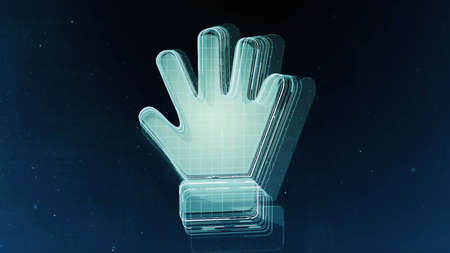 Abstract hand sign with blue backgroundの写真素材