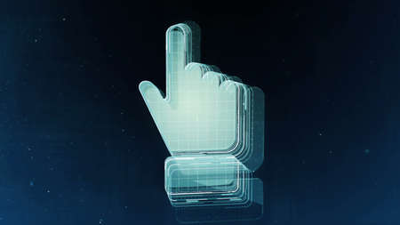 Abstract hand sign with blue backgroundの写真素材