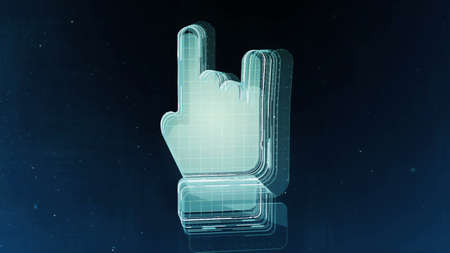 Abstract hand sign with blue backgroundの写真素材