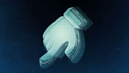 Abstract hand sign with blue background