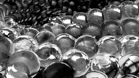 Ice abstract spheres rotating in slow motion. 3D renderingの写真素材