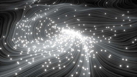 Abstract wave with lights spheres. 3D renderingの写真素材