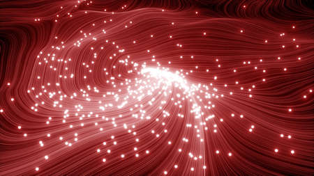 Abstract wave with lights spheres. 3D renderingの写真素材