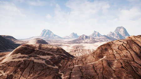 View over a beautiful desert redrock canyon. 3D rendering.