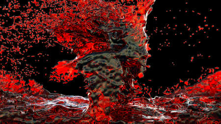 Red wine isolated on black background. 3D Rendering.の写真素材