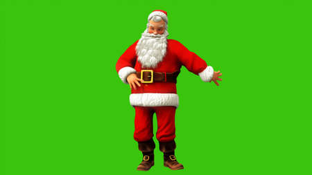 Cheerful Santa Claus is spinning on the green screen during Christmas. 3D Renderingの写真素材