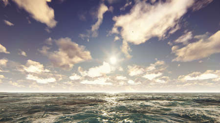 Ocean view on the nice sunny day. Sea vacation, nature, resort. 3D Renderingの写真素材