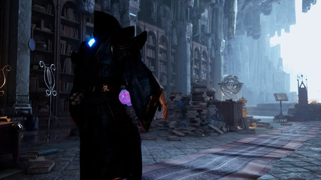 The mystical wizard walks through his castle to the place of the magical ceremony. 3D Rendering.の写真素材