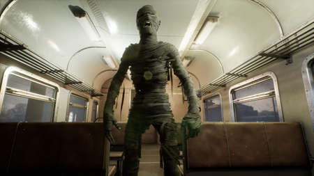 A nightmare monster on a train is escalate fear and trying to frighten you. The concept of monsters...