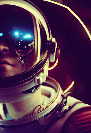 A fictional person, not based on a real person. Portrait of an fictional astronaut in a spacesuit....