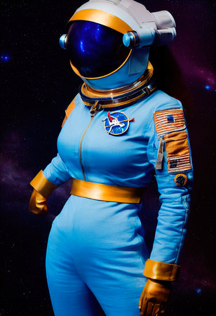 A fictional person, not based on a real person. Portrait of an fictional astronaut in a spacesuit....