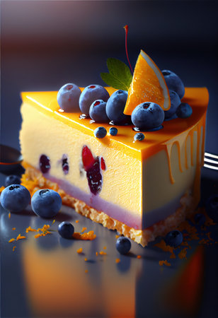 Delicious Christmas treats with blueberries and strawberries, close-up view. Generative AI Artの写真素材