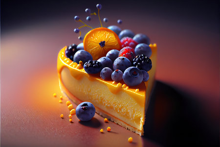 Delicious Christmas treats with blueberries and strawberries, close-up view. Generative AI Artの写真素材