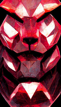 Royal surrealistic abstract ruby tiger. Roaring ruby tiger. Concept of the hunter. Perfect for phone wallpaper or for posters. 3d renderingの写真素材