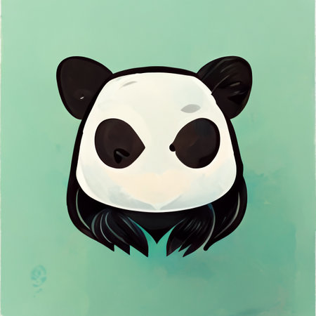 A fantasy panda depicted in cartoon style. Artistic abstract cute animal. Perfect for phone wallpaper or for posters.の写真素材