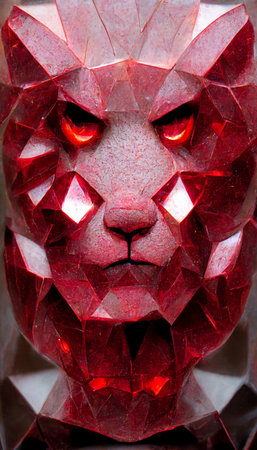 Royal surrealistic abstract ruby tiger. Roaring ruby tiger. Concept of the hunter. Perfect for phone wallpaper or for posters. 3d renderingの写真素材