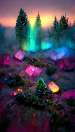Gemstones and crystals. Emerald or tourmaline green crystals. Mineral crystals in nature.の写真素材